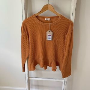 NWT - TRUE CRAFT || Orange Waffle Knit Top